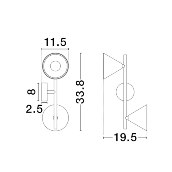 Applique con faretti 2 luci paralumi a cono Applique con faretti 2 luci paralumi a cono