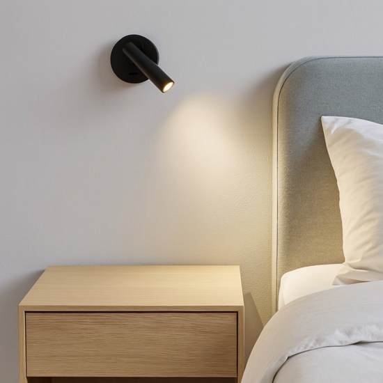 Applique nero per camera da letto led 3000k moderno orientabile
