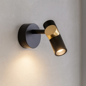 Linea light goose applique con spot nero oro led 11w 3000k orientabile