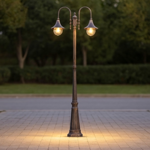Cima pt2 lampione classico alto due luci da giardino ip43 ideal lux