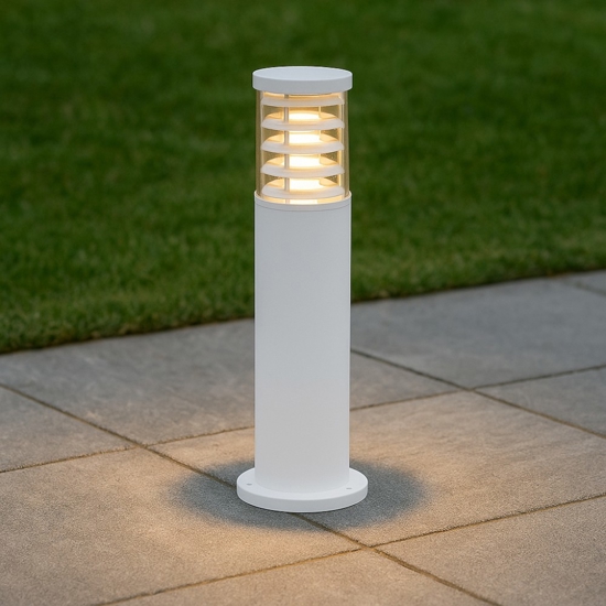 Ideal lux tronco pt1 h60 lampioncino da giardino tubolare bianco