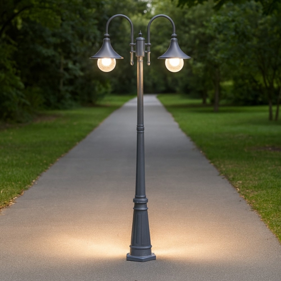 Cima pt2 lampione classico antracite due luci da giardino ideal lux