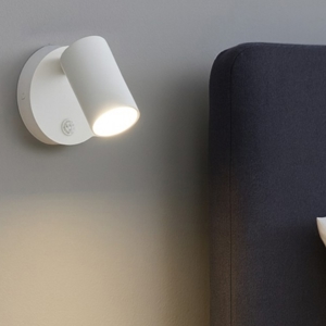Applique camera da letto con interruttore bianco orientabile