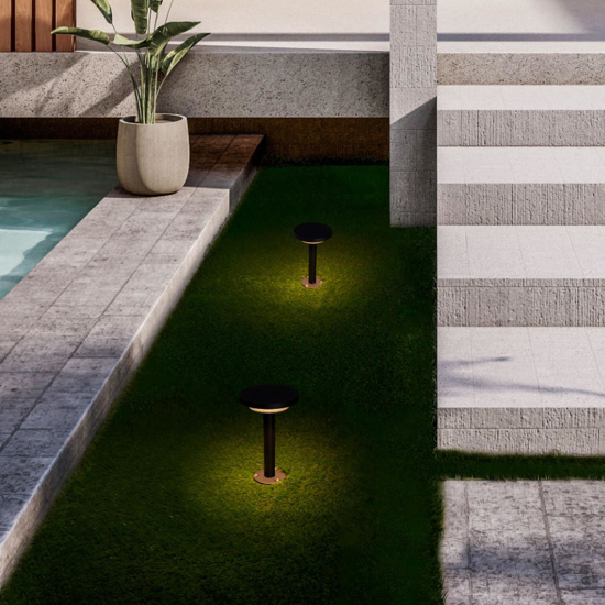 Lampioncino per esterni nero disco led 12w 3000k Lampioncino per esterni nero disco led 12w 3000k