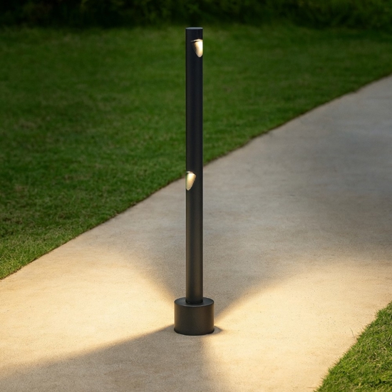 Lampione per giardini nero led 8w 3000k moderno cilindrico Lampione per giardini nero led 8w 3000k moderno cilindrico
