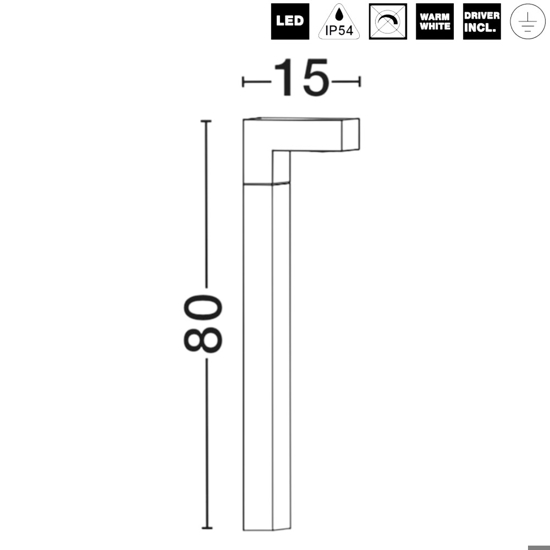 Lampione da giardino led 3000k grigio moderno