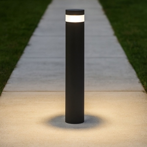 Lampioncino moderno da giardino led 12w 3000k nero cilindrico