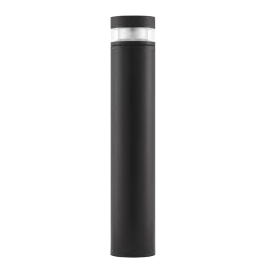 Lampioncino moderno da giardino led 12w 3000k nero cilindrico