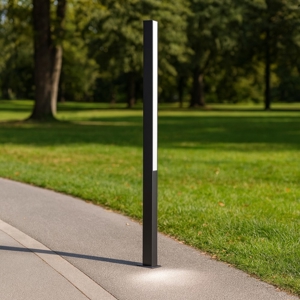 Lampione nero alto per giardini led 23w 3000k design moderno rettangolare