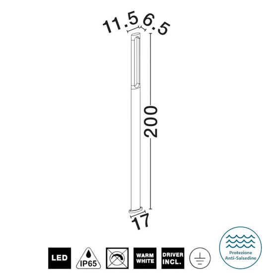 Lampione alto da giardino led 11w 3000k antracite Lampione alto da giardino led 11w 3000k antracite