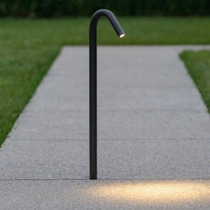 Visualizza i dettagli per Lampione da giardino design curvo nero 60cm anti corrosione Lampione da giardino design curvo nero 60cm anti corrosione