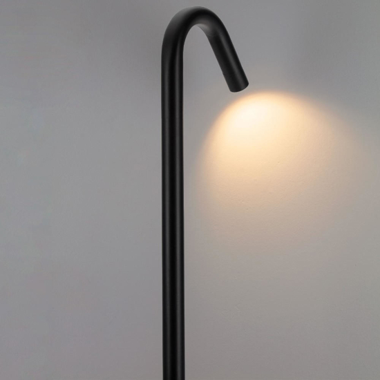 Lampione da giardino design curvo nero 60cm anti corrosione
