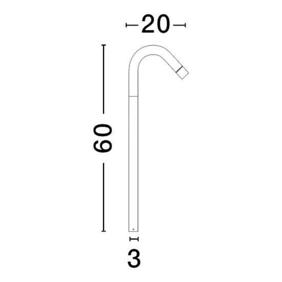 Lampione da giardino design curvo nero 60cm anti corrosione
