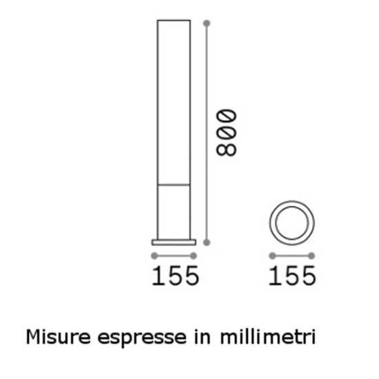 Ideal lux lampione da esterno edo pt1 round bianco cilindrico ip44