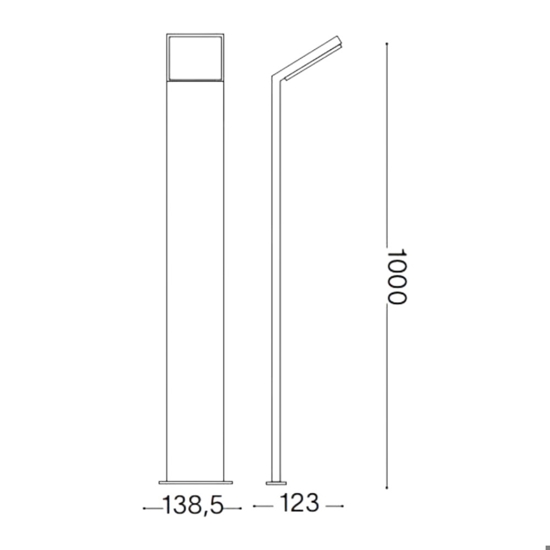 Ideal lux style pt h100 lampione da esterno grigio led 9w 3000k