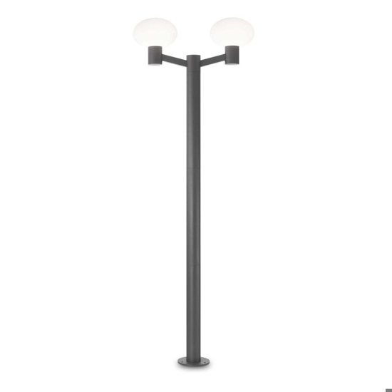 Clio mpt2 ideal lux lampione alto due luci ip44 antracite moderno da giardino