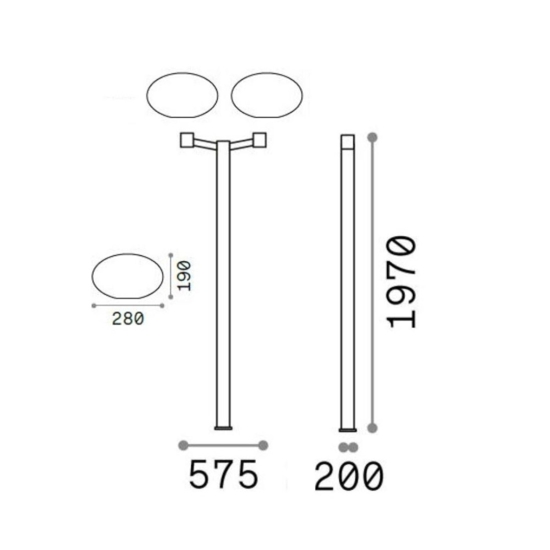 Clio mpt2 ideal lux lampione alto due luci ip44 antracite moderno da giardino
