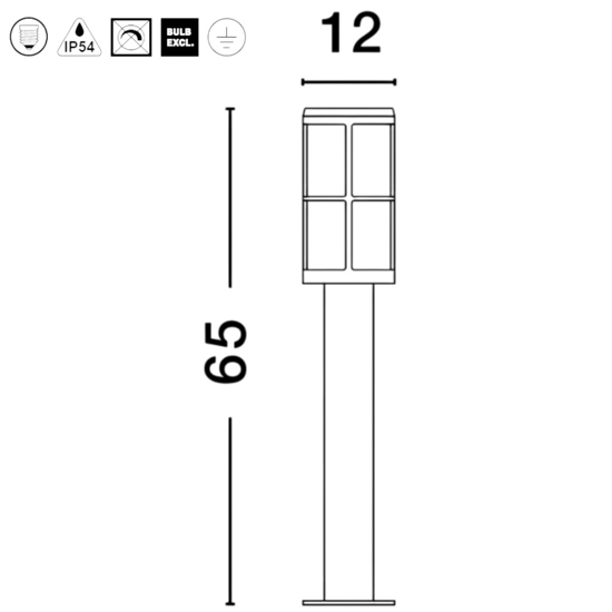 Lampione moderno da giardino h65 cm dalla forma tubolare Lampione moderno da giardino h65 cm dalla forma tubolare