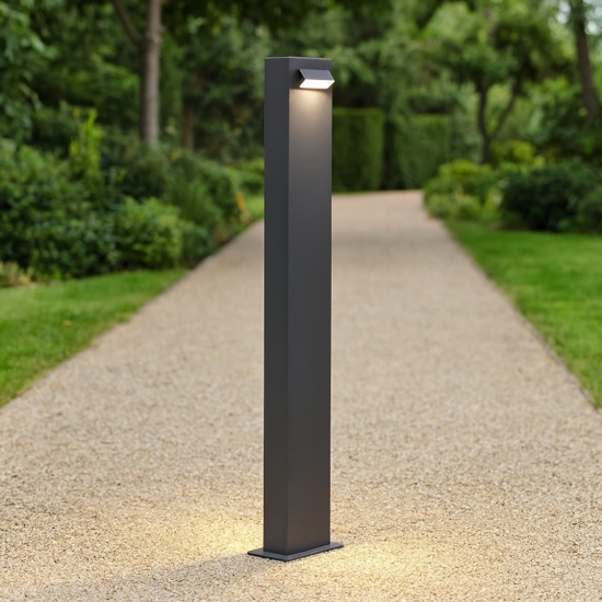 Lampione nero per giardino led 3000k rettangolare moderno
