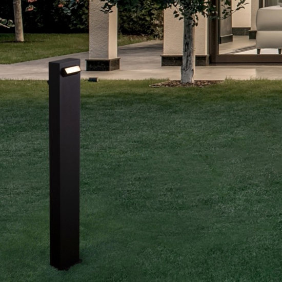 Lampione nero per giardino led 3000k rettangolare moderno