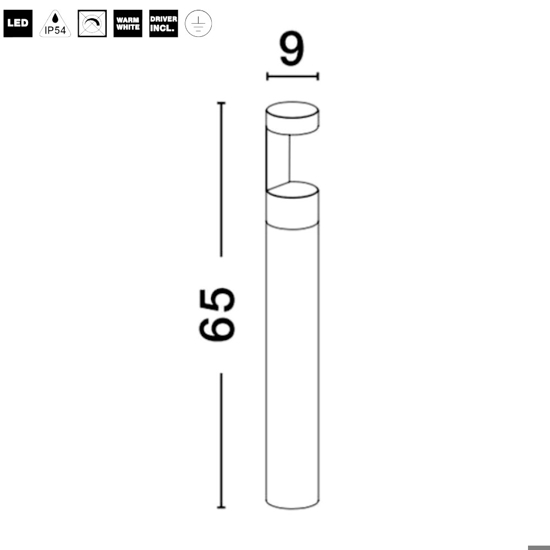 Lampione per giardini led 9w 3000k cilindrico moderno Lampione per giardini led 9w 3000k cilindrico moderno