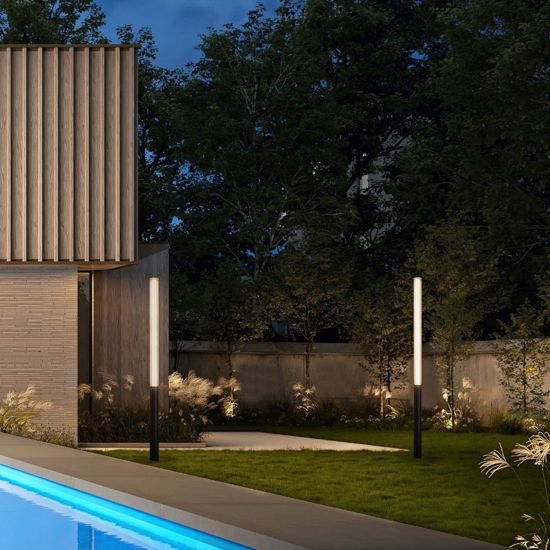 Lampione alto moderno tubolare led 43w 3000k per giardino Lampione alto moderno tubolare led 43w 3000k per giardino