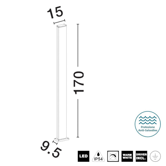 Lampione alto da giardino led 22w 3000k moderno nero