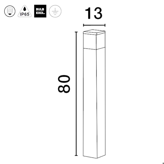 Lampione per giardino h80 cm moderno a rettangolo