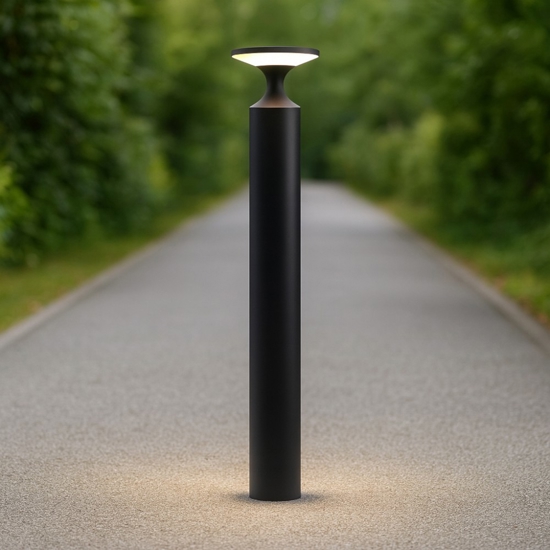 Lampione moderno da giardino led 13w 3000k nero ip65 moderno