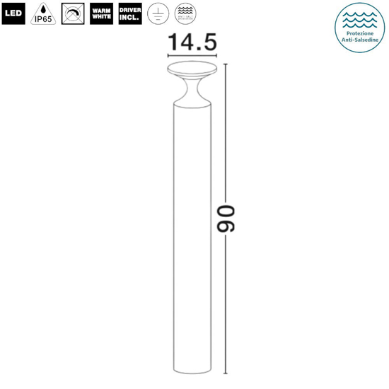 Lampione moderno da giardino led 13w 3000k nero ip65 moderno