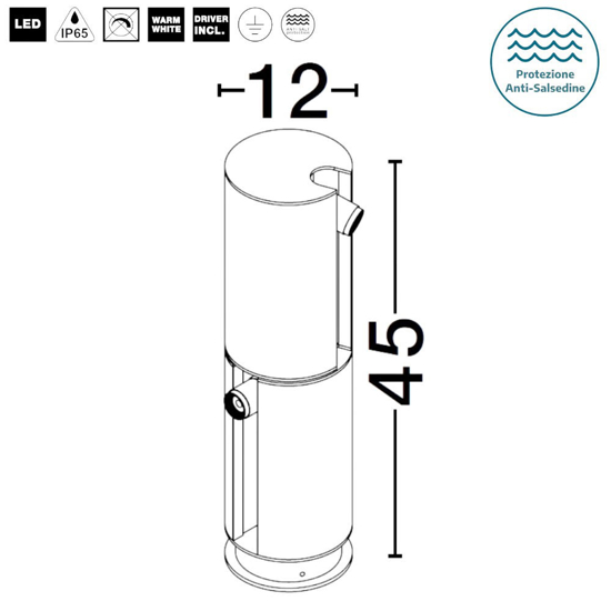 Lampioncino per giardini moderni led 5w 3000k cilindrico ip65