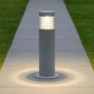 Lampioncino da esterno giardino cilindro grigio moderno