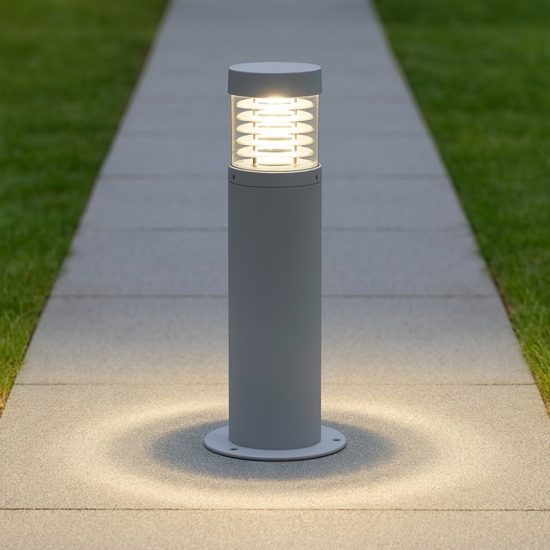 Lampioncino da esterno giardino cilindro grigio moderno
