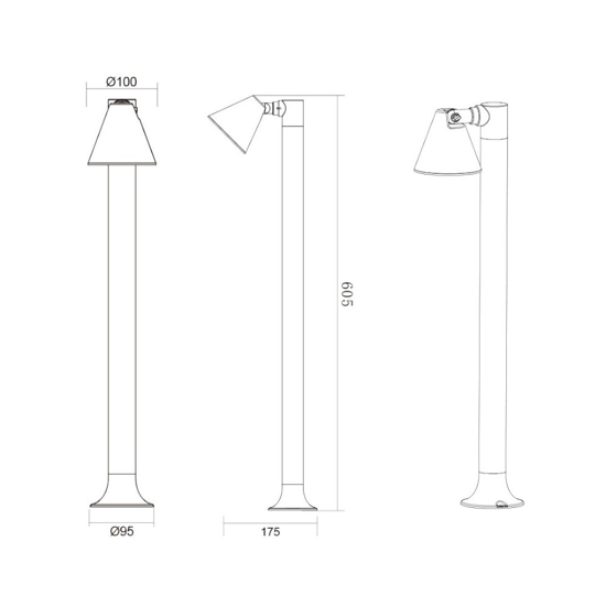 Lampione da giardino moderno luce orientabile antracite Lampione da giardino moderno luce orientabile antracite