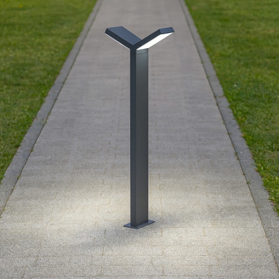 Lampione da giardino moderno antracite led 2x6w 3000k Lampione da giardino moderno antracite led 2x6w 3000k