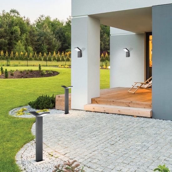 Lampione da giardino moderno antracite led 2x6w 3000k Lampione da giardino moderno antracite led 2x6w 3000k