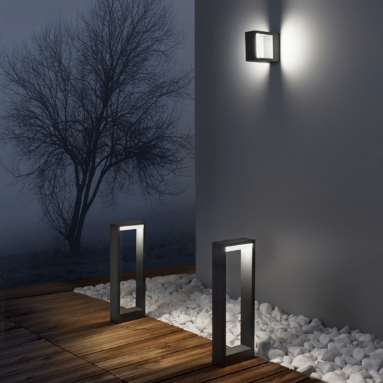 Lampione design moderno da giardino grigio led 7w 3000k