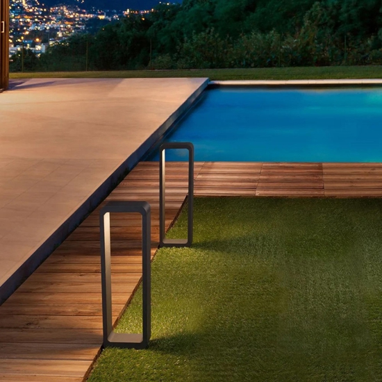 Lampione da giardino design moderno antracite led 6w 3000k