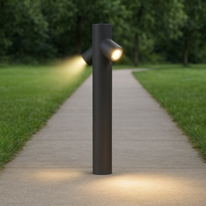Lampione da giardino 2 luci grigio antracite moderno