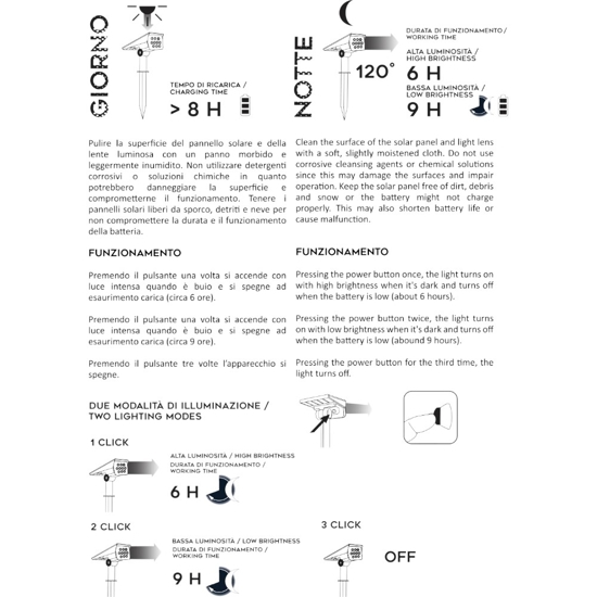 Lampione solare da giardino led 4w 6000k con picchetto
