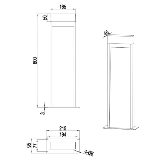 Lampioncino da giardino moderno antracite effetto legno 11w 3000k