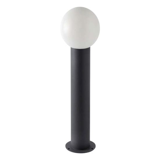 Lampioncino antracite moderno per esterno giardino sfera bianca Lampioncino antracite moderno per esterno giardino sfera bianca