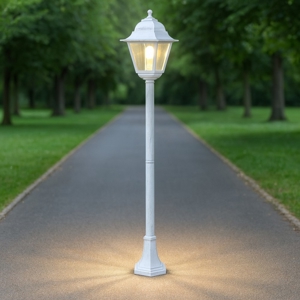 Lampione classico da giardino bianco argento fp