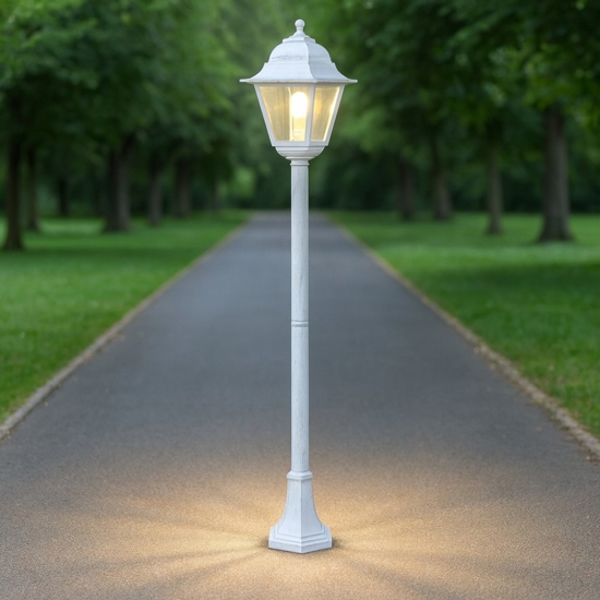 Lampione classico da giardino bianco argento fp
