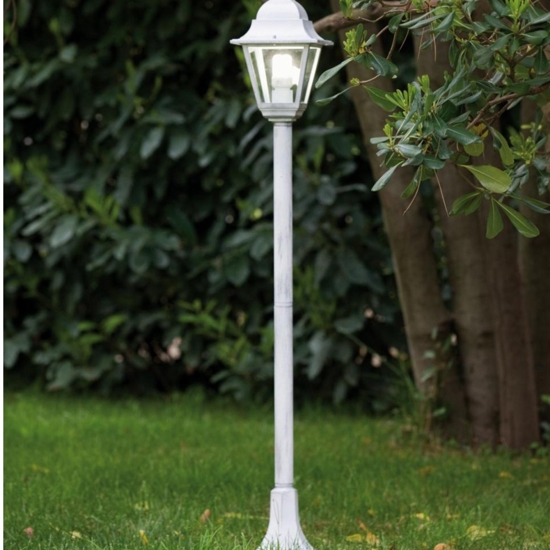 Lampione classico da giardino bianco argento fp