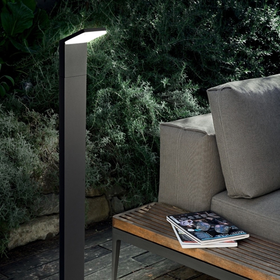 Style pt h100 lampione da giardino led 9w 4000k antracite ideal lux