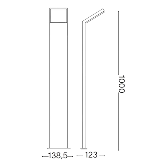 Style pt h100 lampione da giardino led 9w 4000k antracite ideal lux