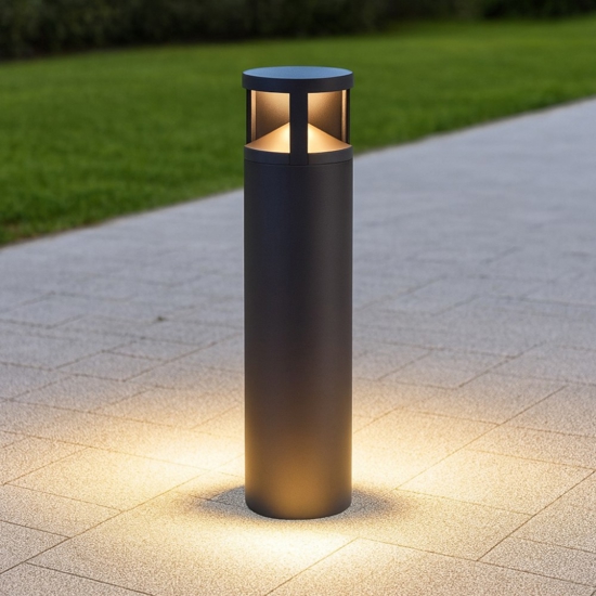 Lampione da giardino tubolare led 24w 3000k nero moderno Lampione da giardino tubolare led 24w 3000k nero moderno