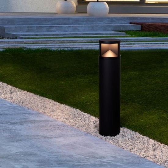 Lampione da giardino tubolare led 24w 3000k nero moderno Lampione da giardino tubolare led 24w 3000k nero moderno