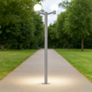 Ideal lux clio mpt2 lampione da esterno due luci grigio chiaro ip44